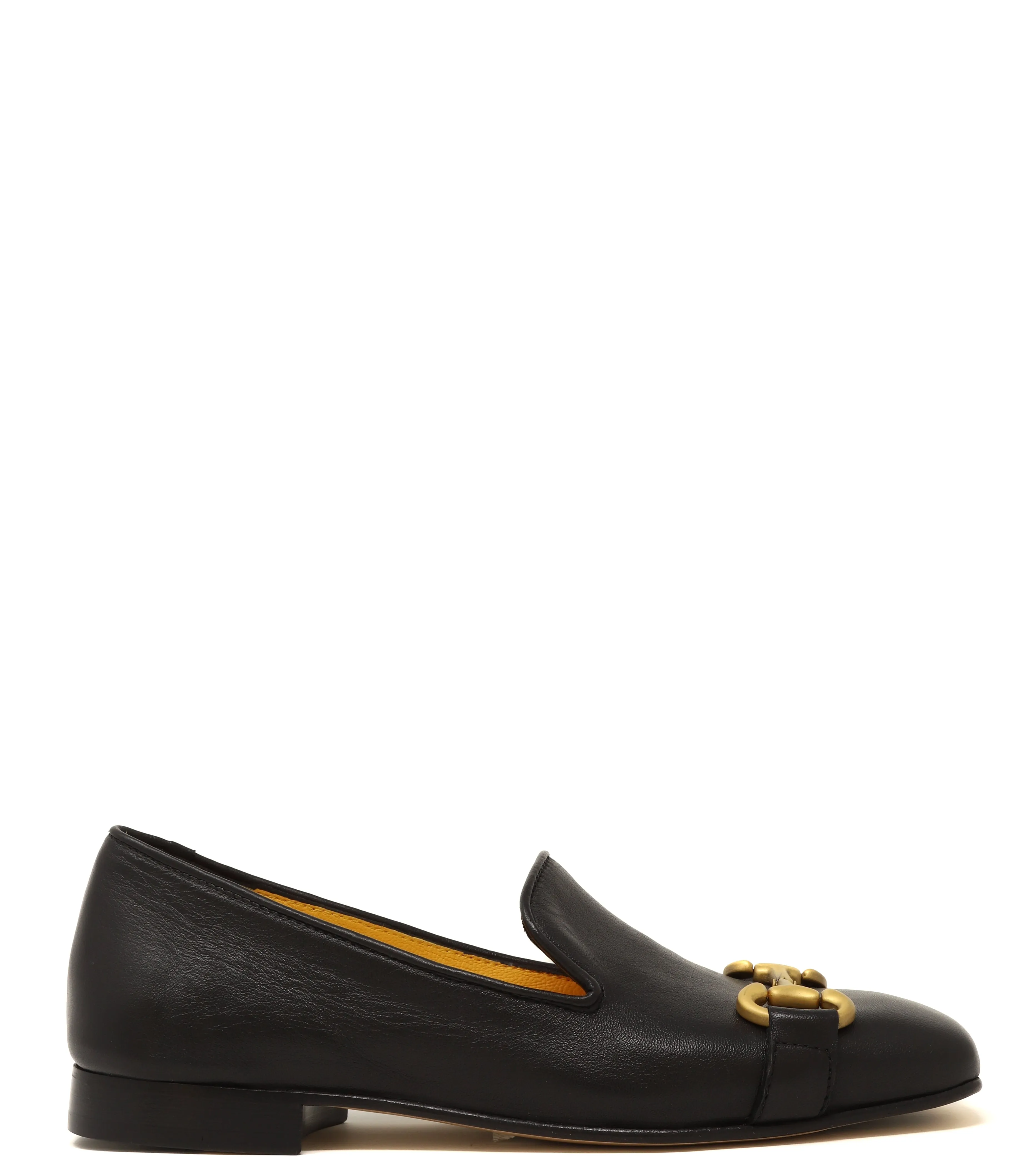 Black Leather Square Toe Loafer