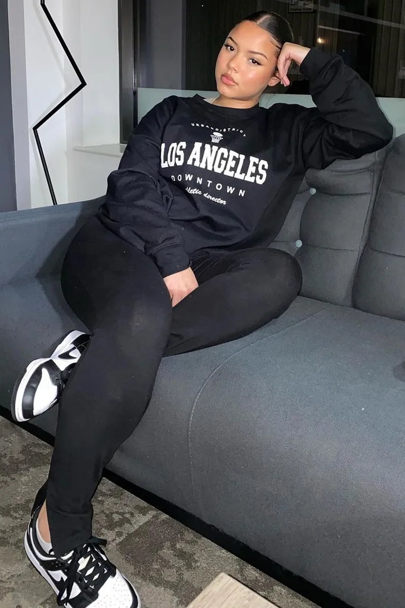 Black Oversized Los Angeles Sweatshirt - Lyde