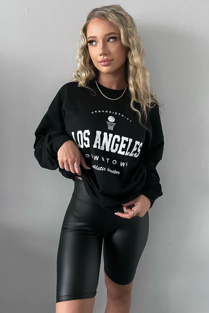 Black Oversized Los Angeles Sweatshirt - Lyde