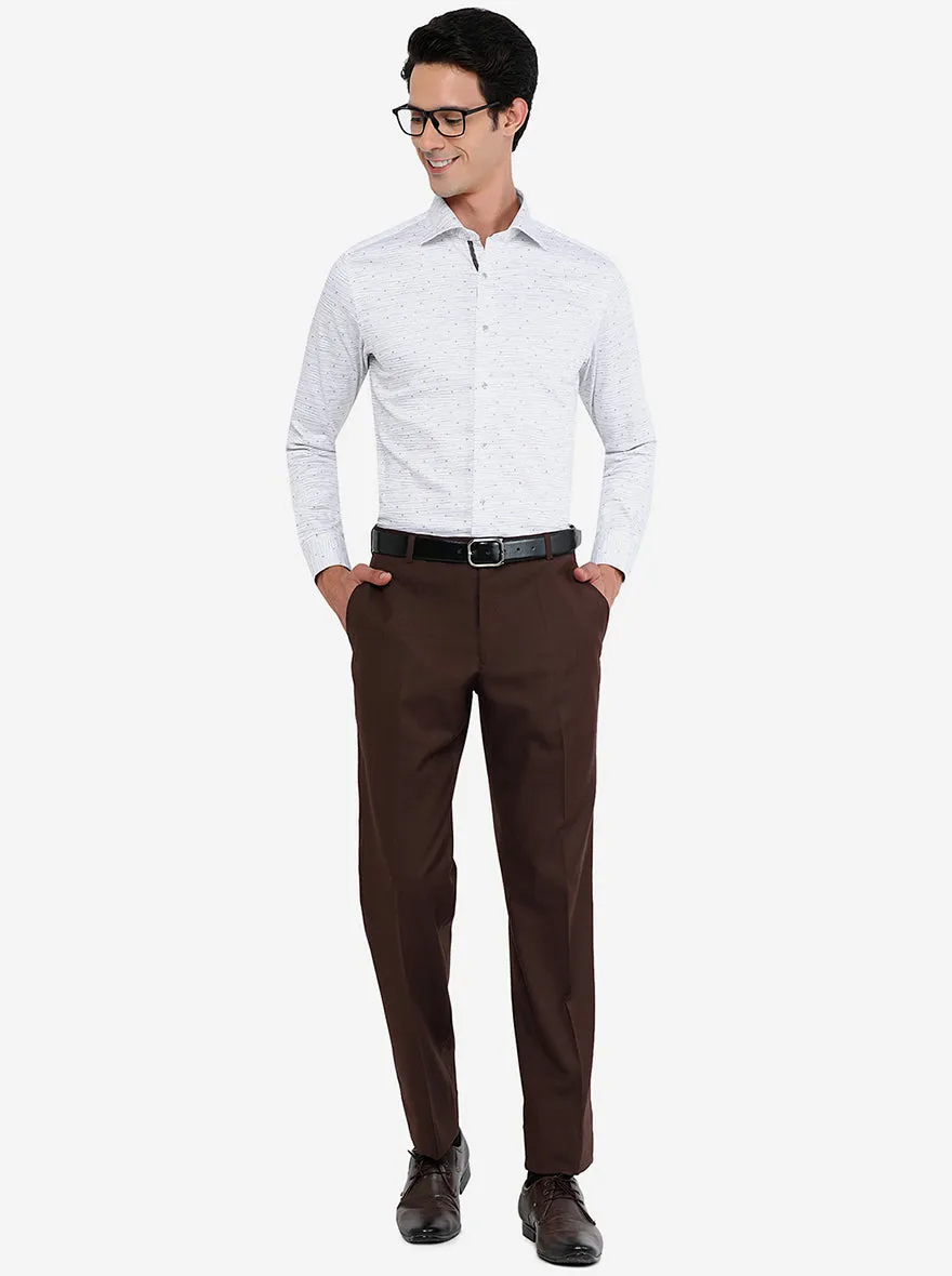 Coffee Brown Solid Classic Fit Formal Trouser | JadeBlue