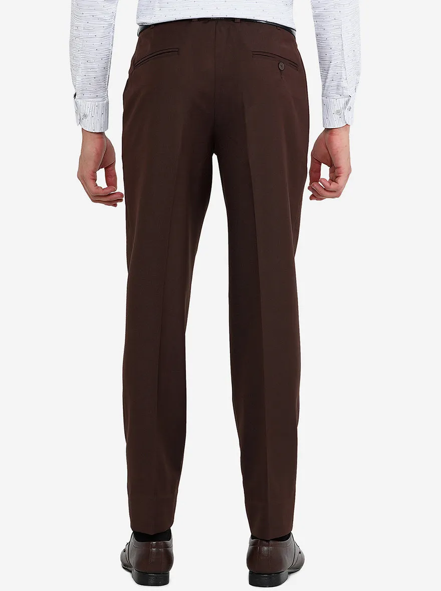 Coffee Brown Solid Classic Fit Formal Trouser | JadeBlue