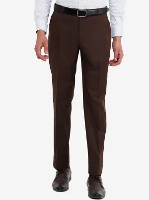 Coffee Brown Solid Classic Fit Formal Trouser | JadeBlue