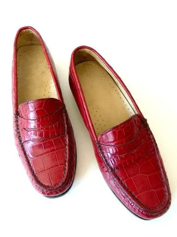 Crocodile Penny Loafers Hand Stitched 1 Pair Only Made