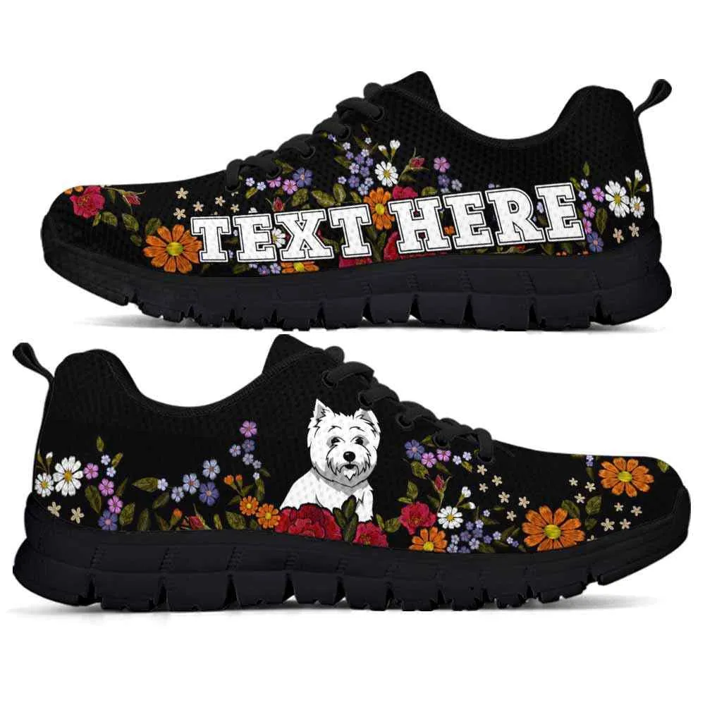 Custom Name West Highland Terrier Sneaker, Westie Colorful Flower Floral Dog Lovers Sneakers Gym Running Shoes, Best Running Shoes