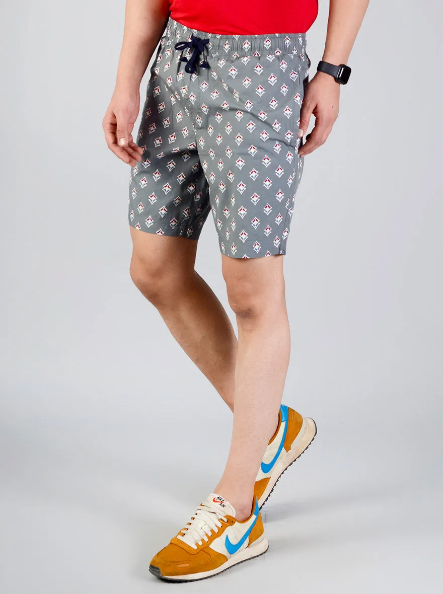 Goblin Blue Printed Regular Fit Shorts | JadeBlue