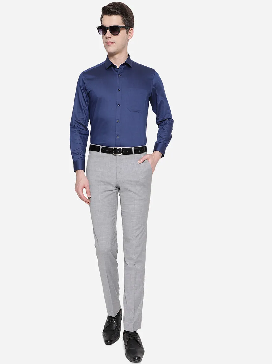 Grey Solid Slim Fit Formal Trouser | JadeBlue