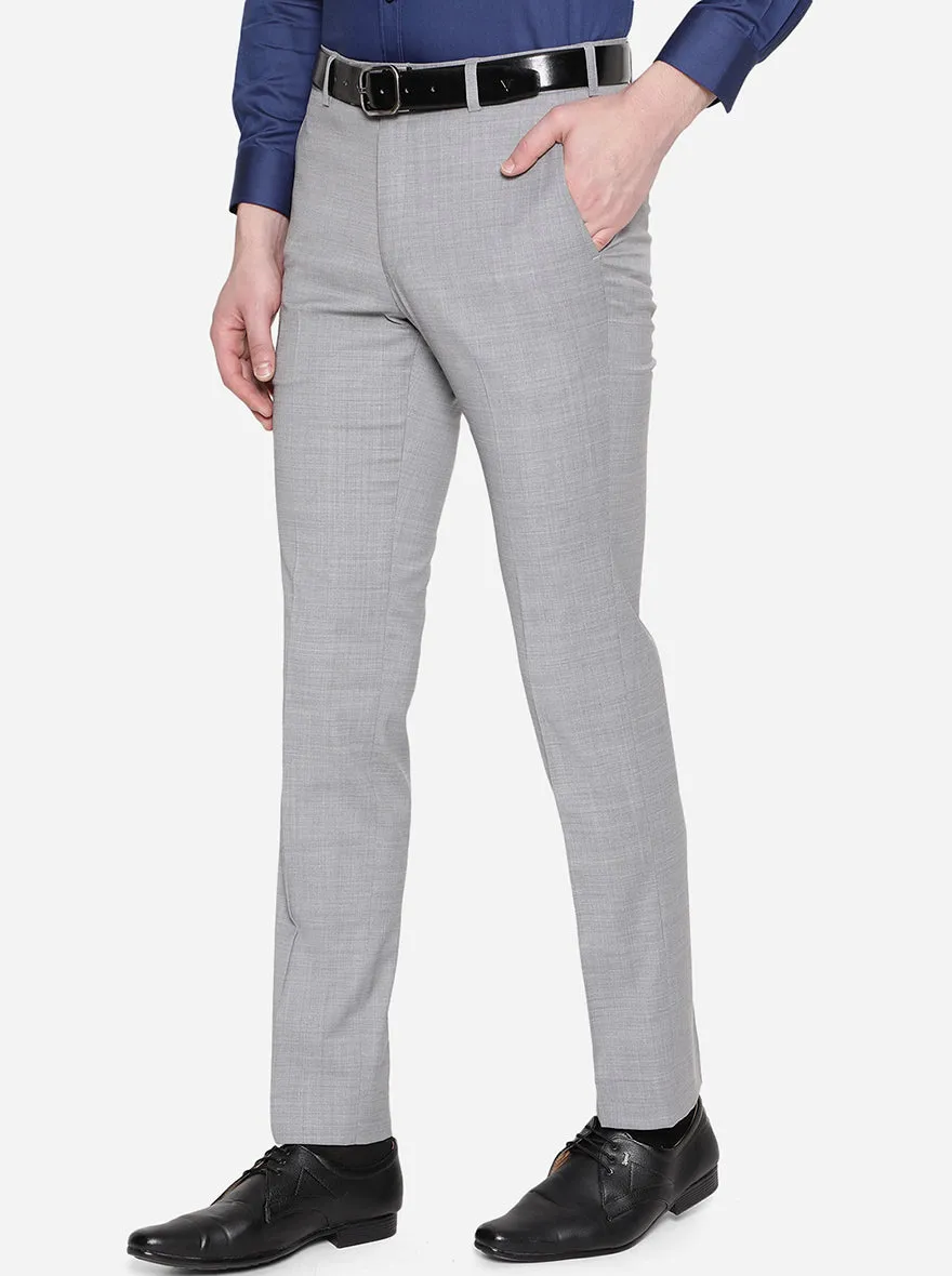 Grey Solid Slim Fit Formal Trouser | JadeBlue