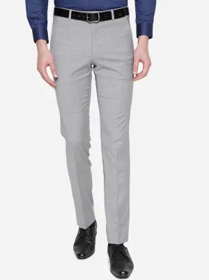 Grey Solid Slim Fit Formal Trouser | JadeBlue