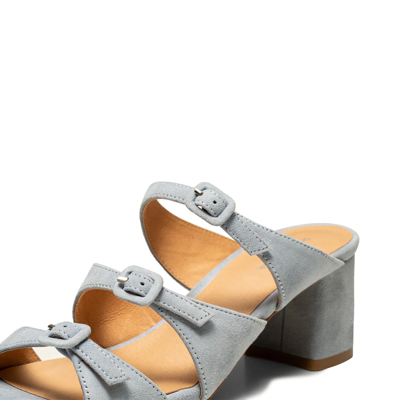 Hanna buckle mule suede - BABY BLUE