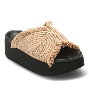 Inuikii Womens Platform Raffia Moon Sandals