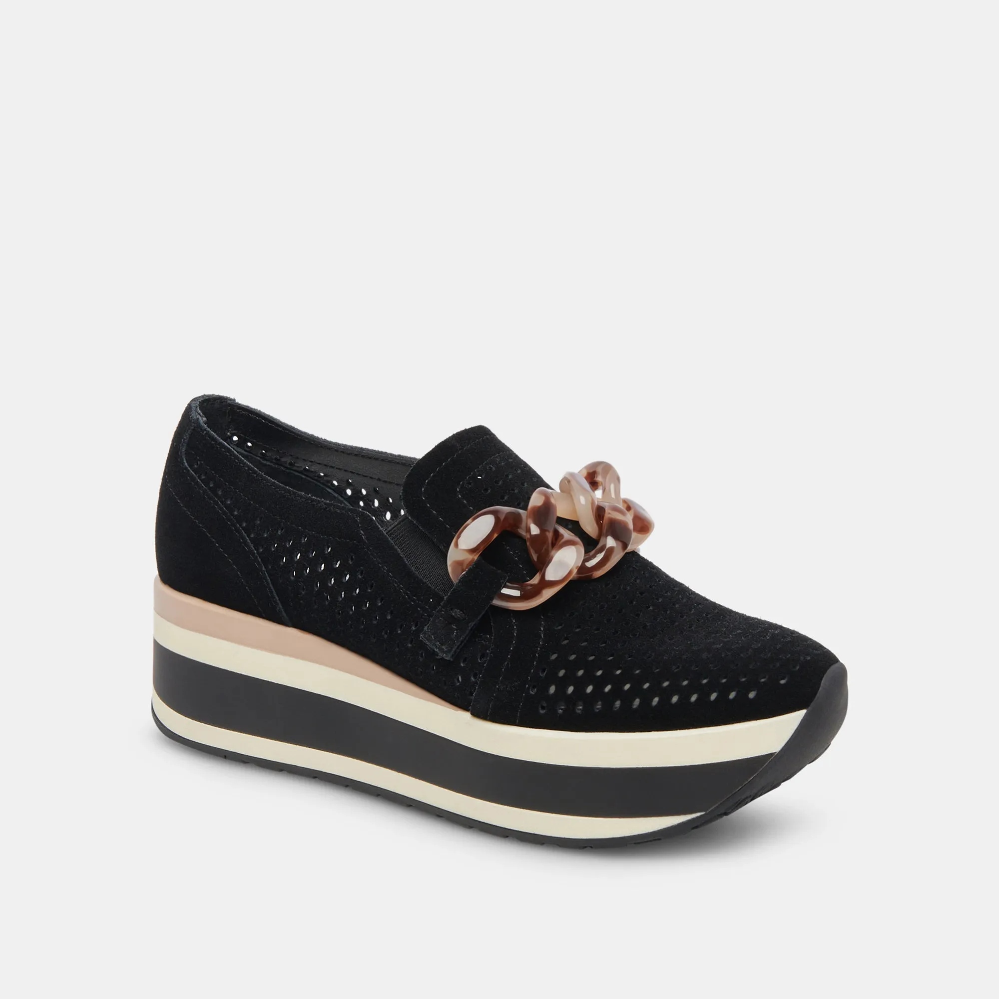 JHENEE PERFORATED SNEAKERS ONYX SUEDE