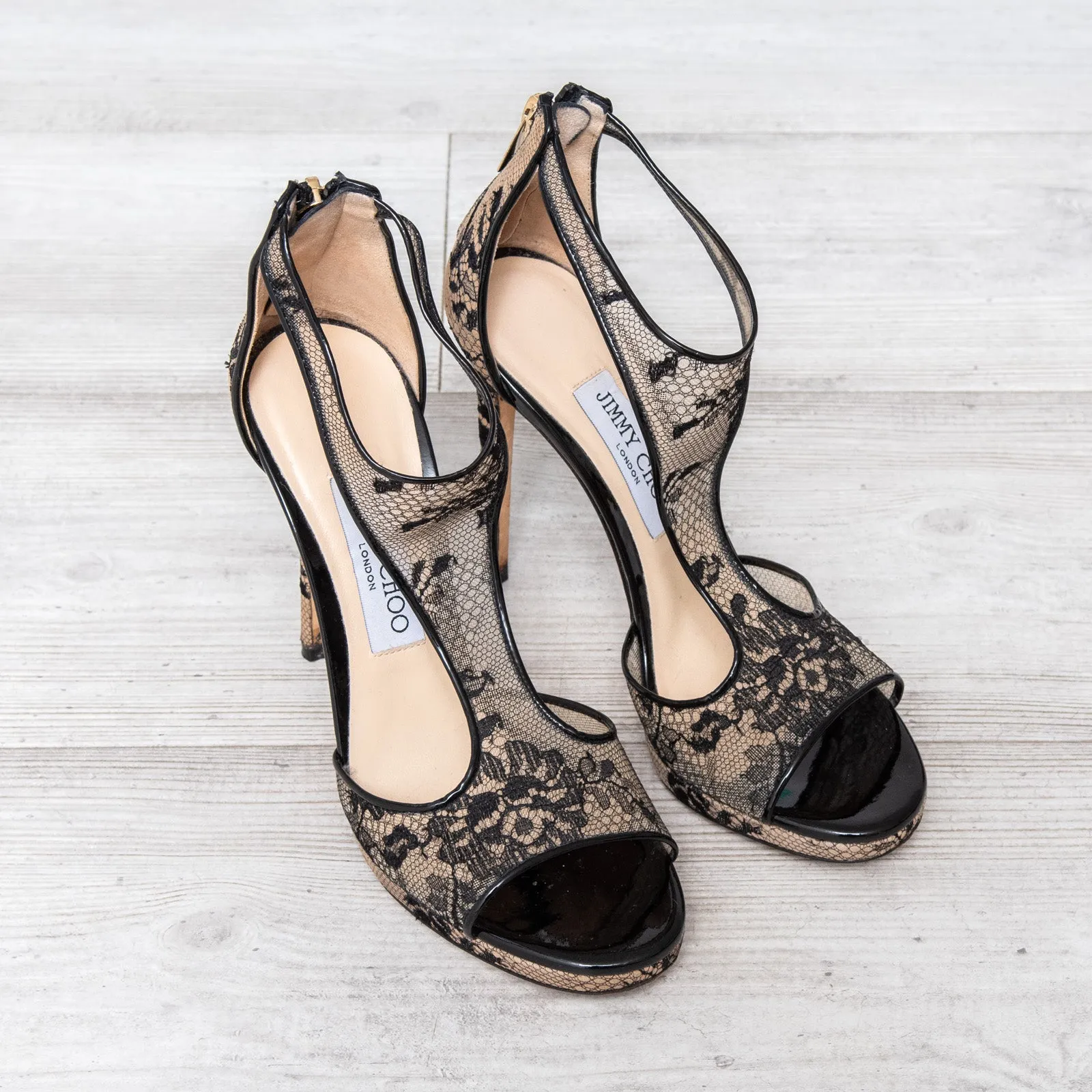 Jimmy Choo Lace T Bar Heels