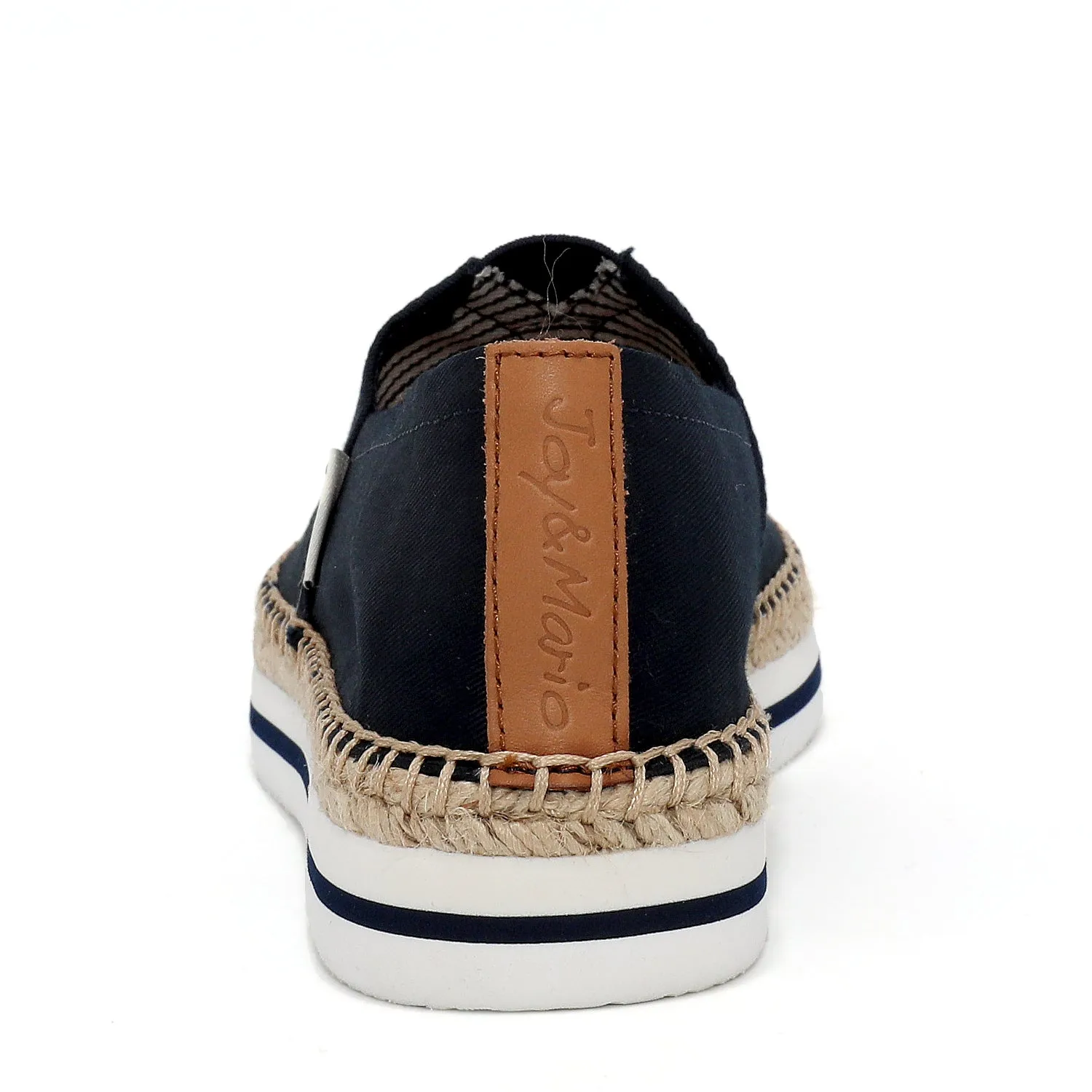 JOY&MARIO HandmadeWomen’s Slip-On Espadrille Fabric Loafers Platform in Navy-A51396W