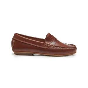 Leather Penny Loafers In Brown