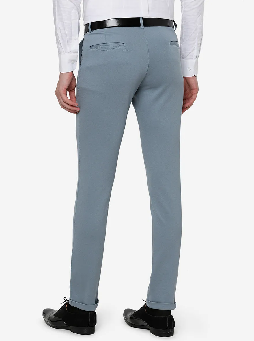 Light Blue Solid Slim Fit Club Wear Trouser | JB Studio