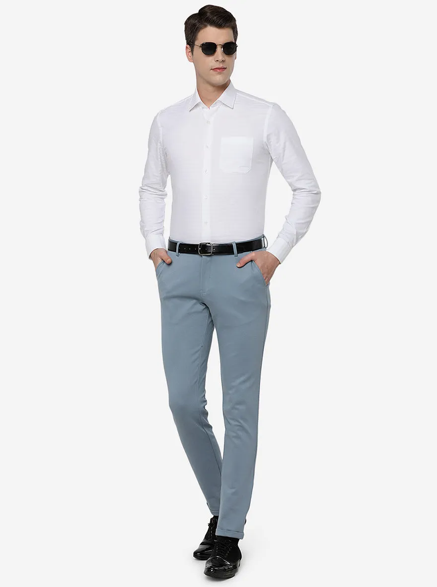 Light Blue Solid Slim Fit Club Wear Trouser | JB Studio