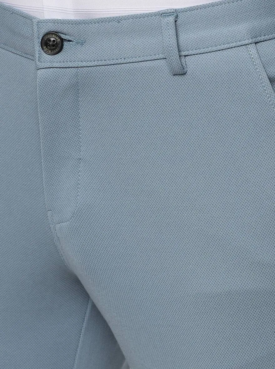 Light Blue Solid Slim Fit Club Wear Trouser | JB Studio