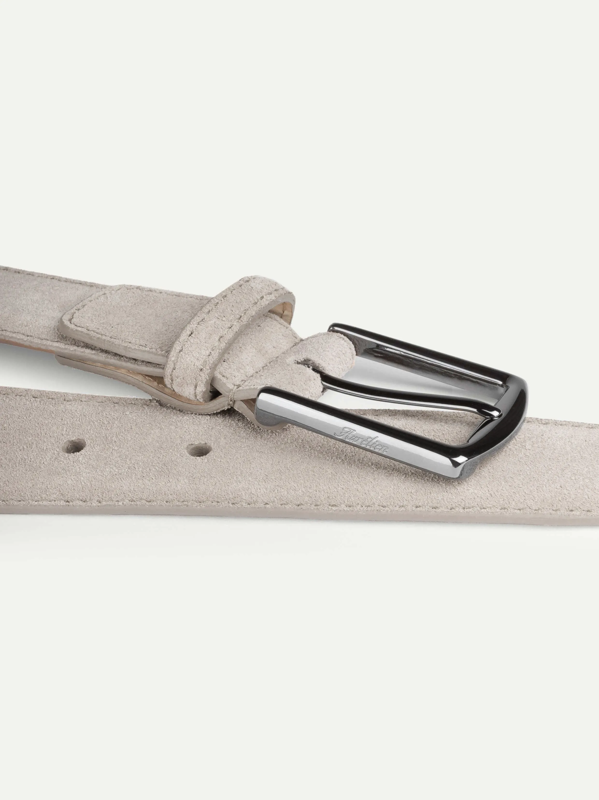 Light Grey Suede Leather Belt