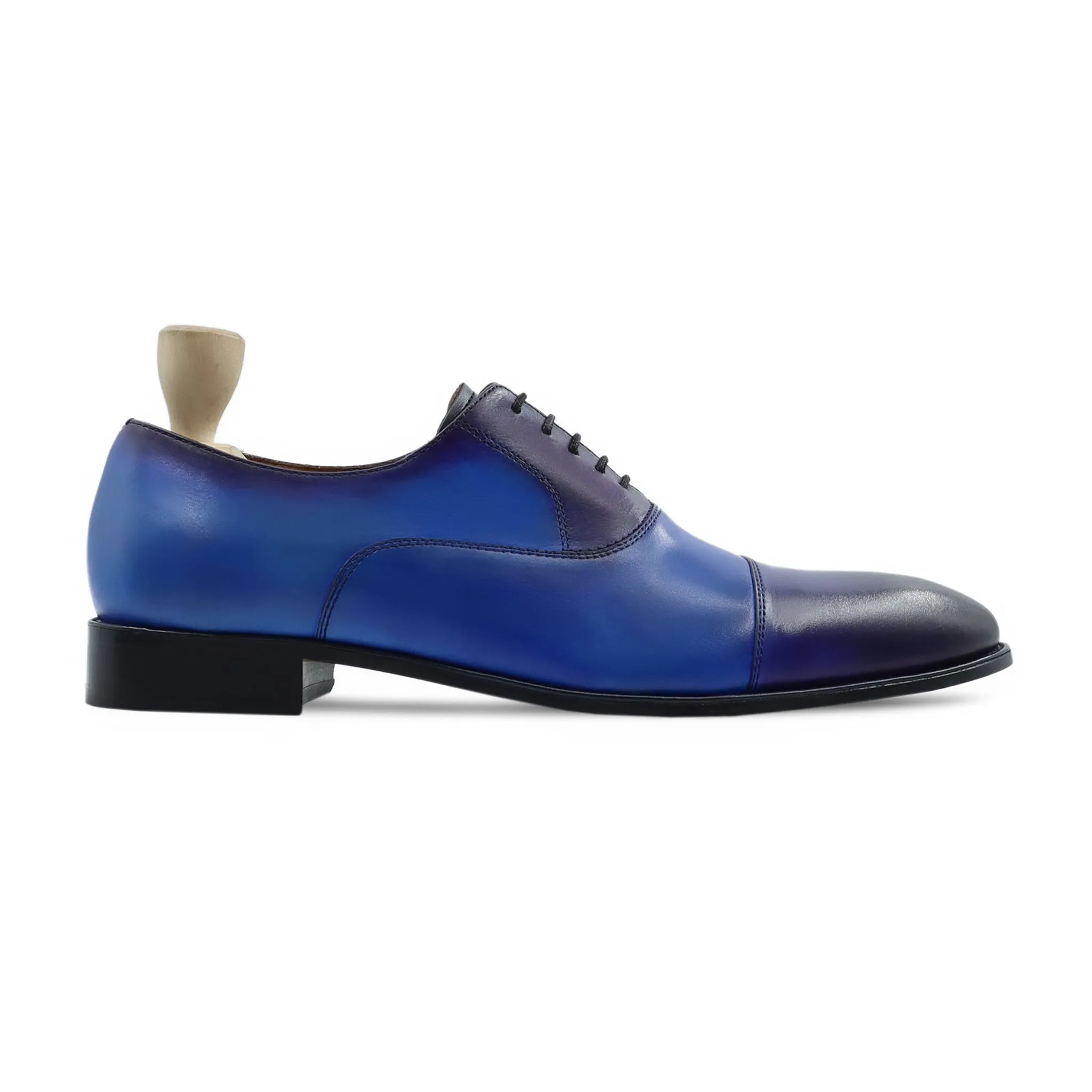 Lobelia - Men's Burnished Blue Calf Leather Oxford Shoe