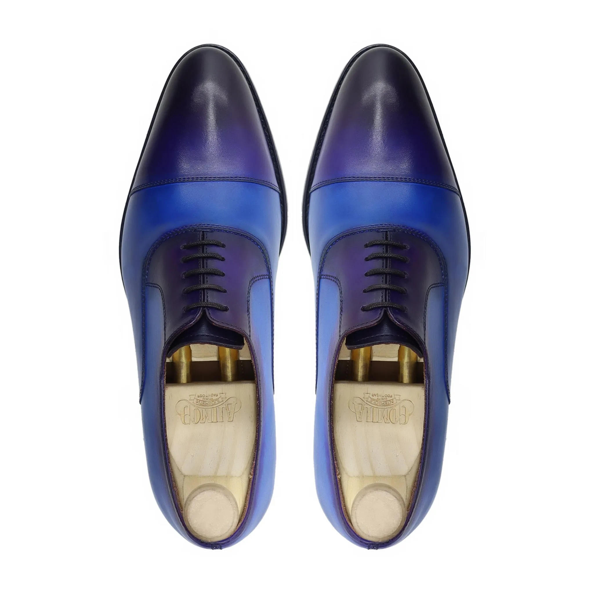 Lobelia - Men's Burnished Blue Calf Leather Oxford Shoe