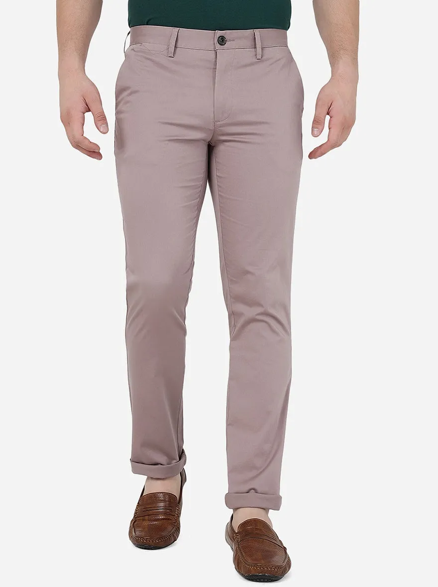 Mauve Solid Uno Fit Casual Trouser | JadeBlue