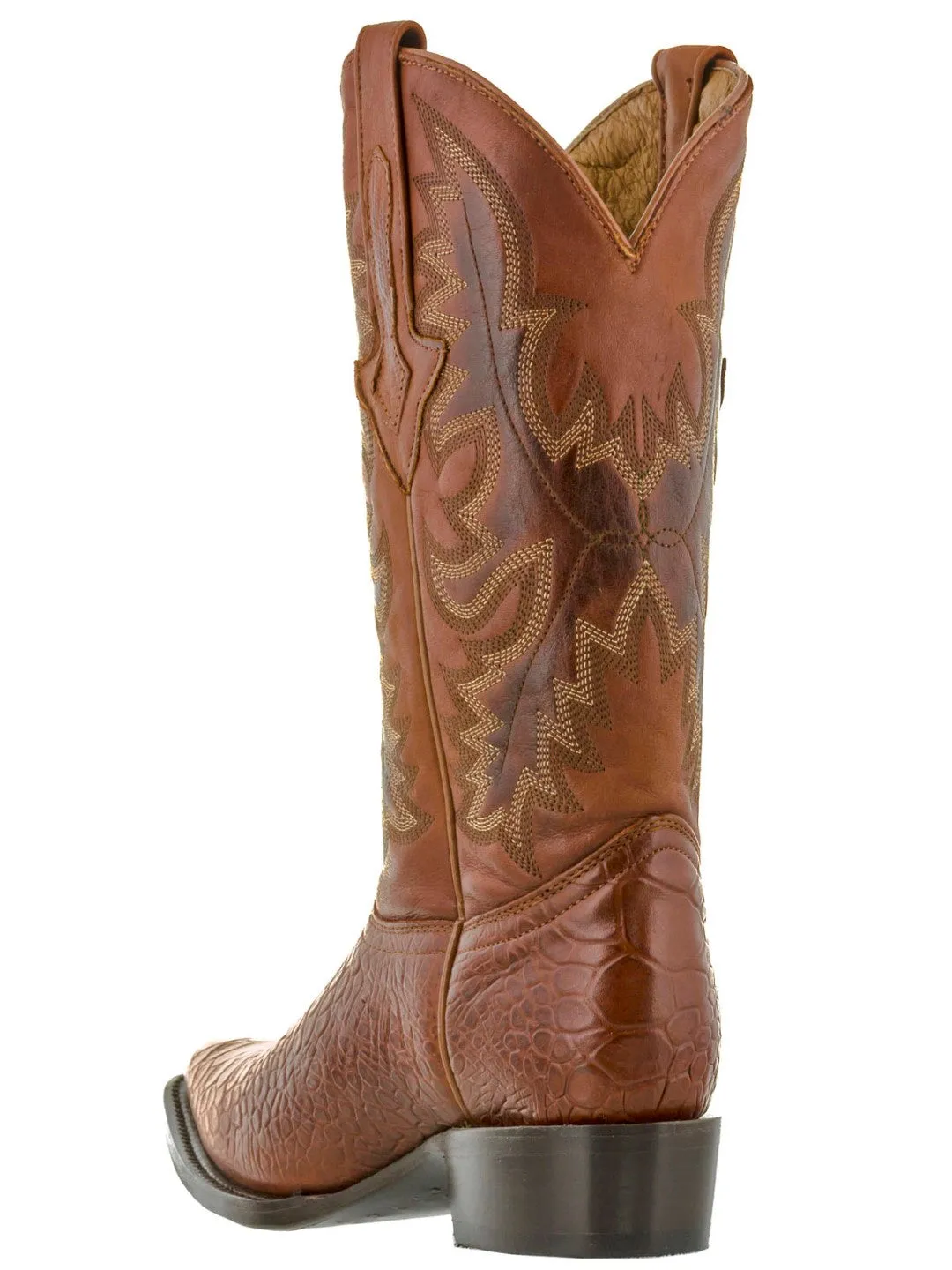 Mens Cognac Sea Turtle Print Leather Cowboy Boos - J Toe