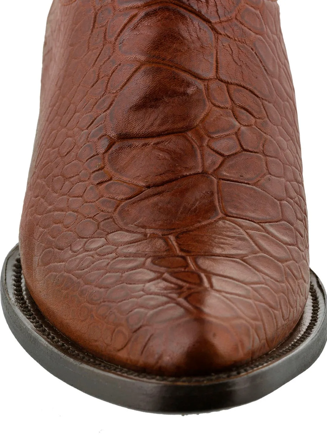 Mens Cognac Sea Turtle Print Leather Cowboy Boos - J Toe