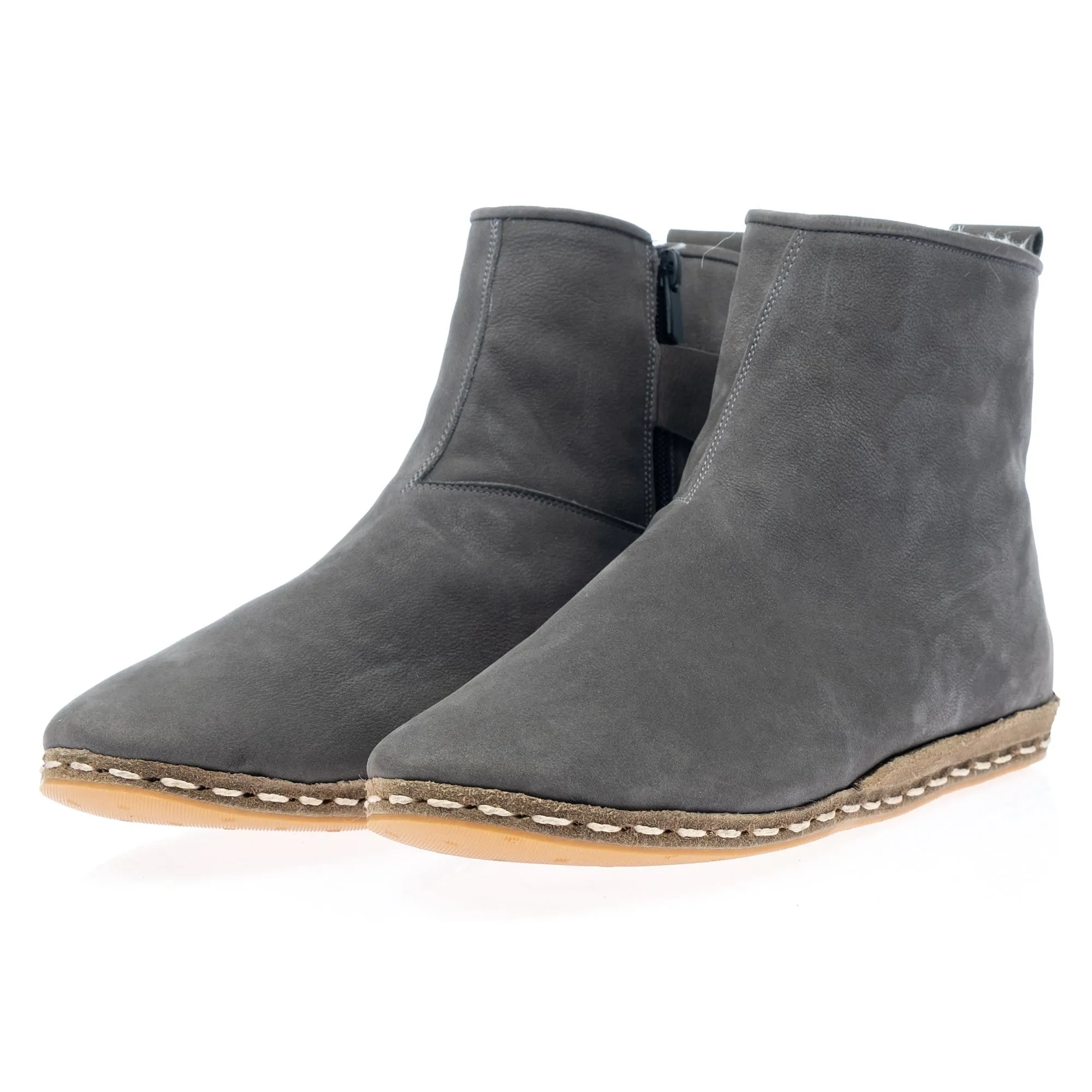 Men's Gray Shearling Boots