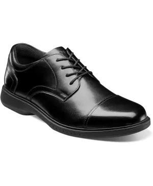 Men's Kore Pro Cap Toe Oxford Sneakers with Nunn Bush Non-Slip Comfort Technology, Black