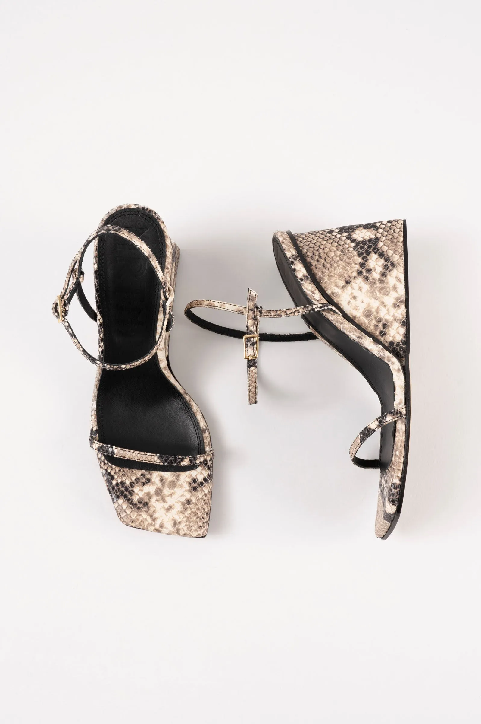 MIRTA - Beige Python Leather Sandals