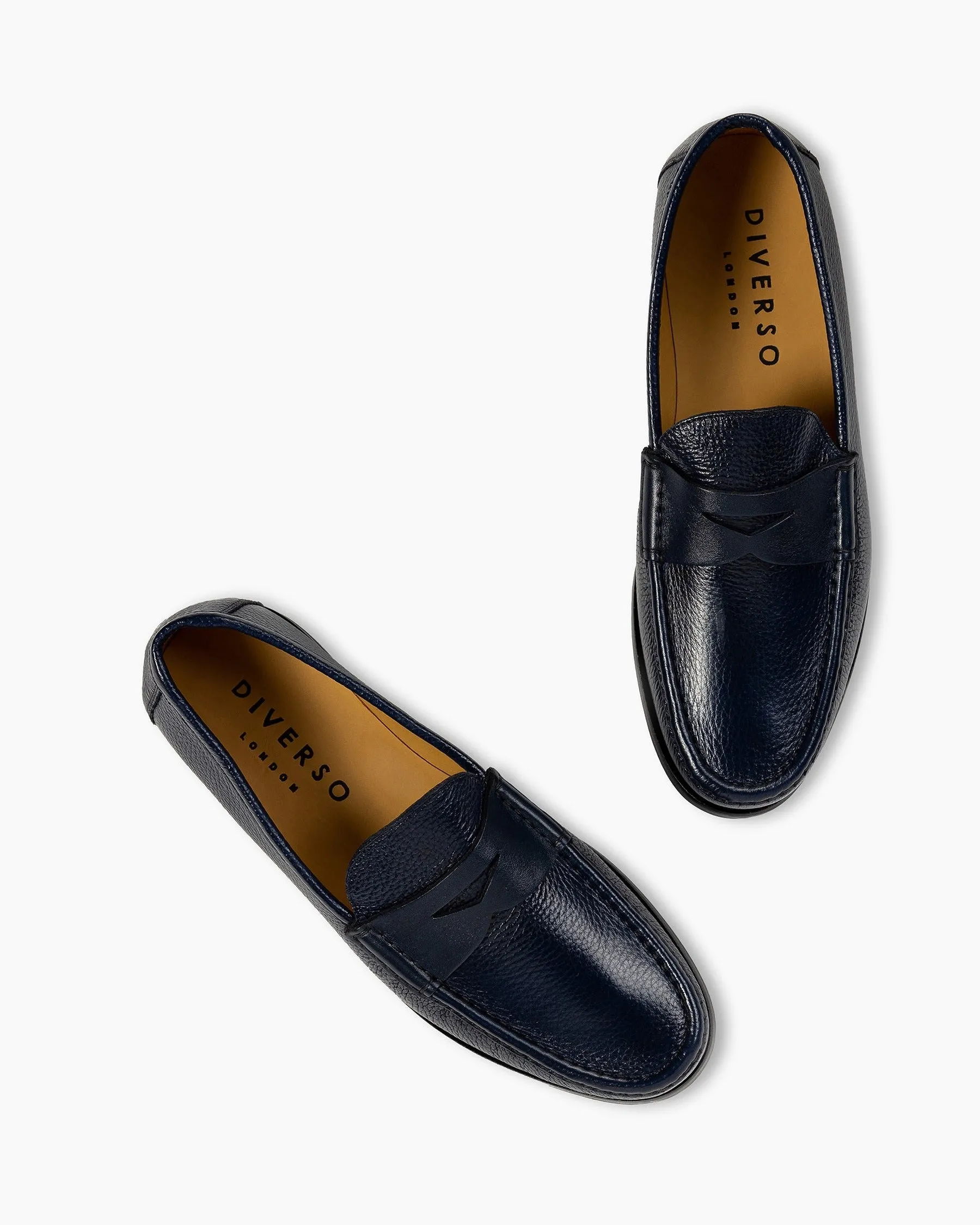 Navy Calf Leather Penny Loafer