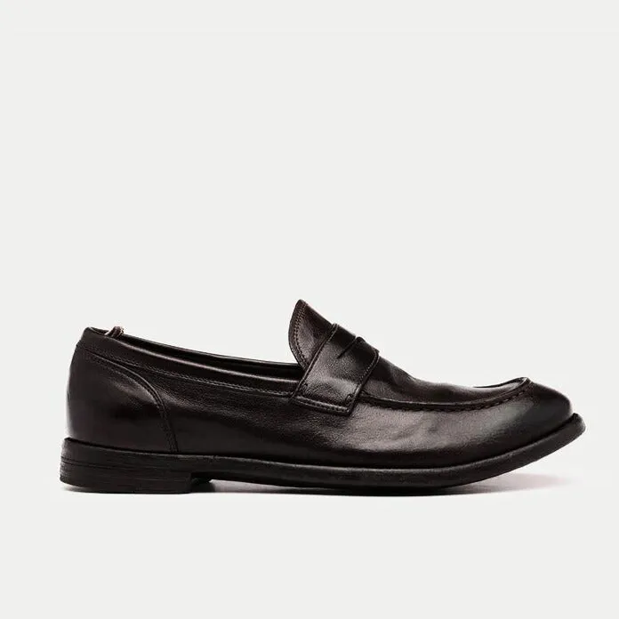 Nero Arc Leather Penny Loafers