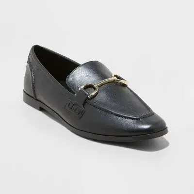 New - A New Day Women's Faux Leather Slip On Loafer Flats Almond Toe Memory Foam