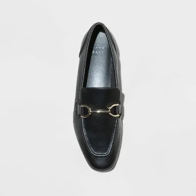 New - Women's Laurel Wide Width Loafer Flats - A New Day Black 6.5W