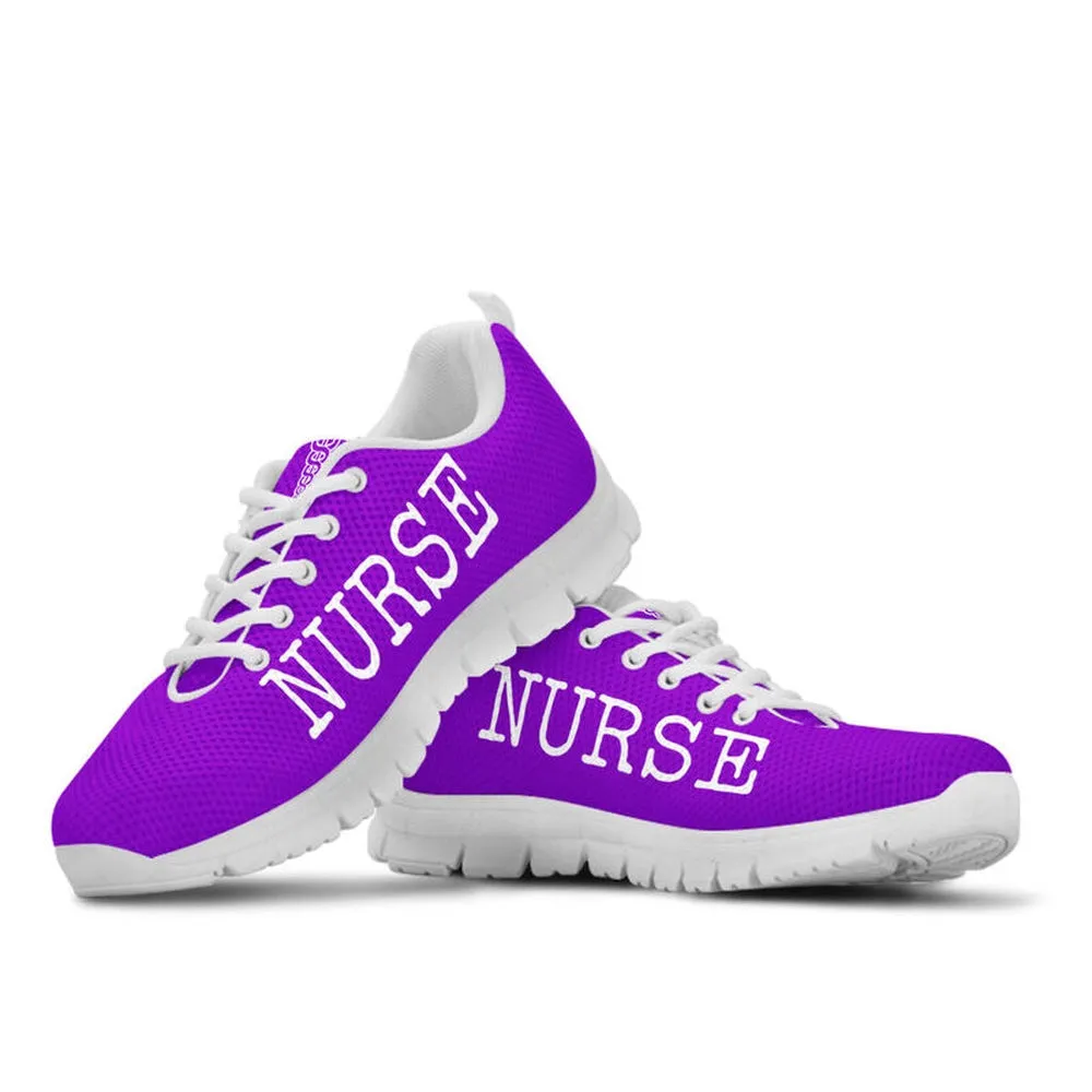 Nurse Sneaker, Nurse Love All Purple Sneakers Shoes, Best Shoes For Nurses