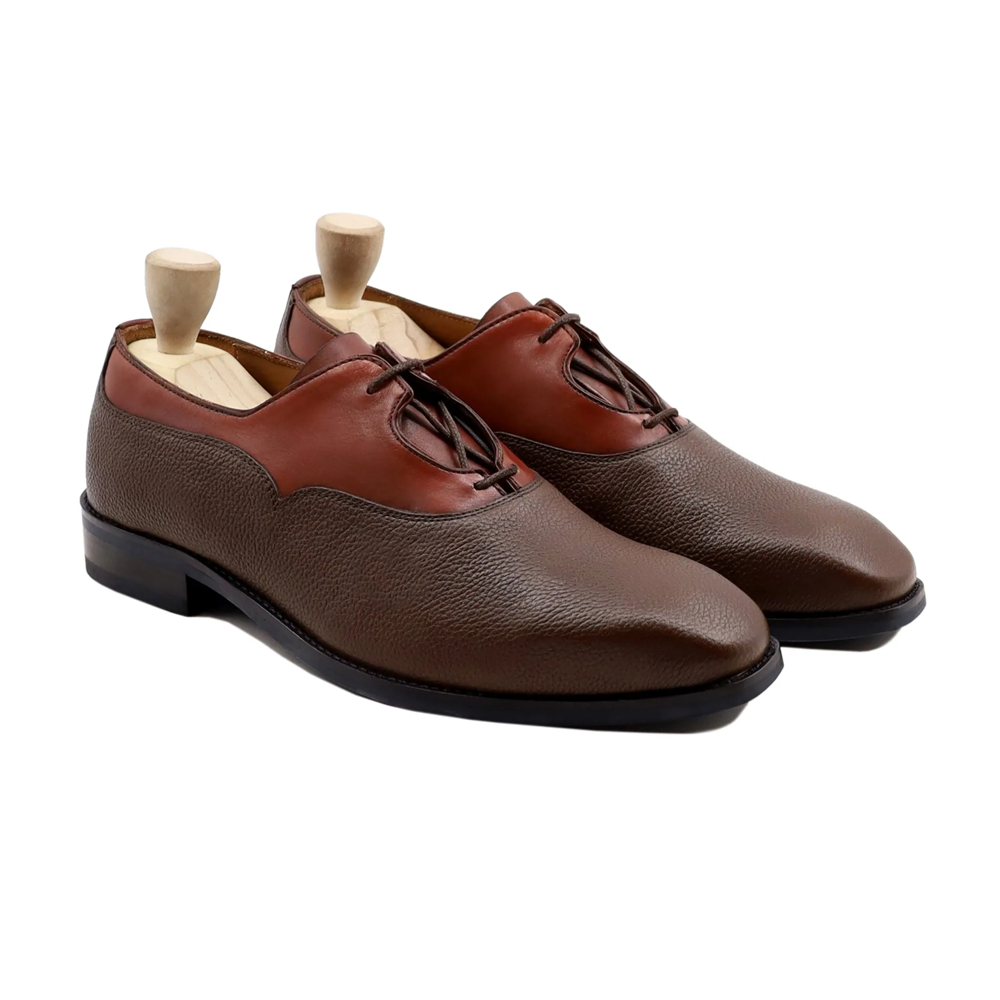 Pintxo - Men's Brown Pebble Grain Leather Oxford Shoe