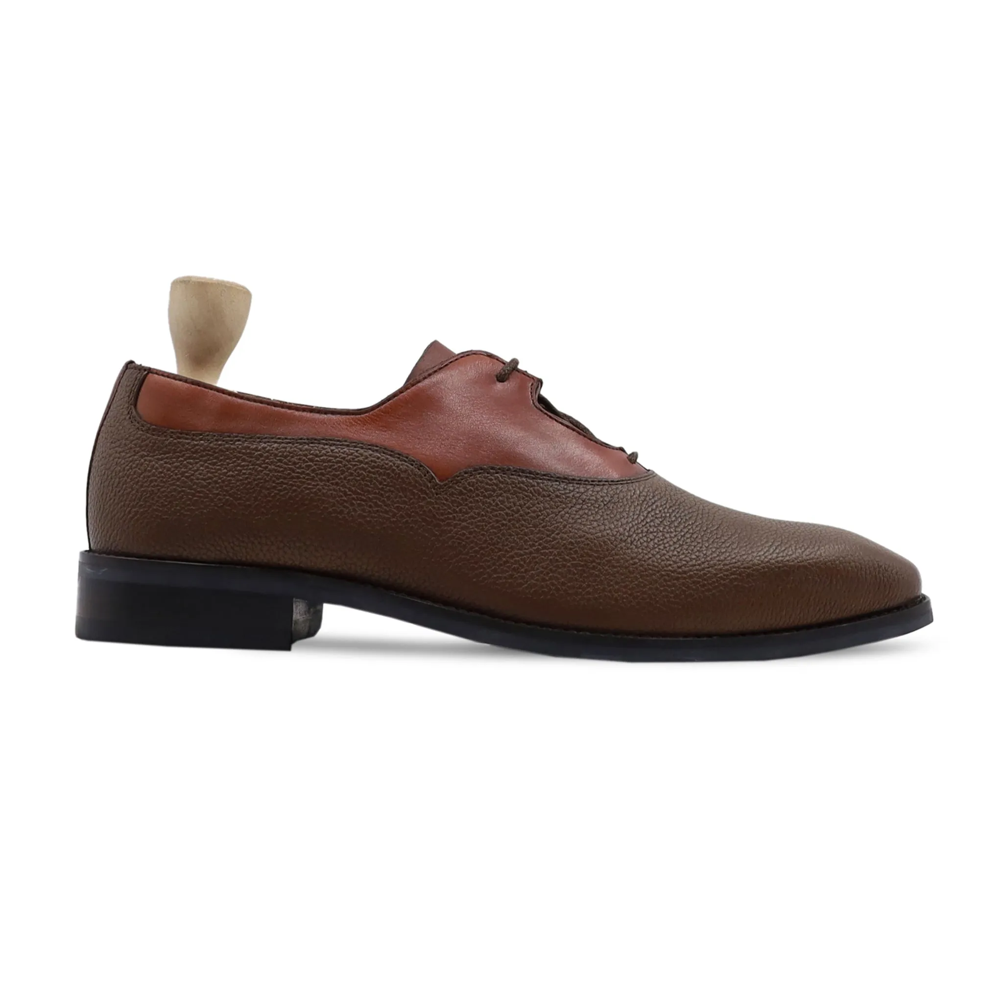 Pintxo - Men's Brown Pebble Grain Leather Oxford Shoe