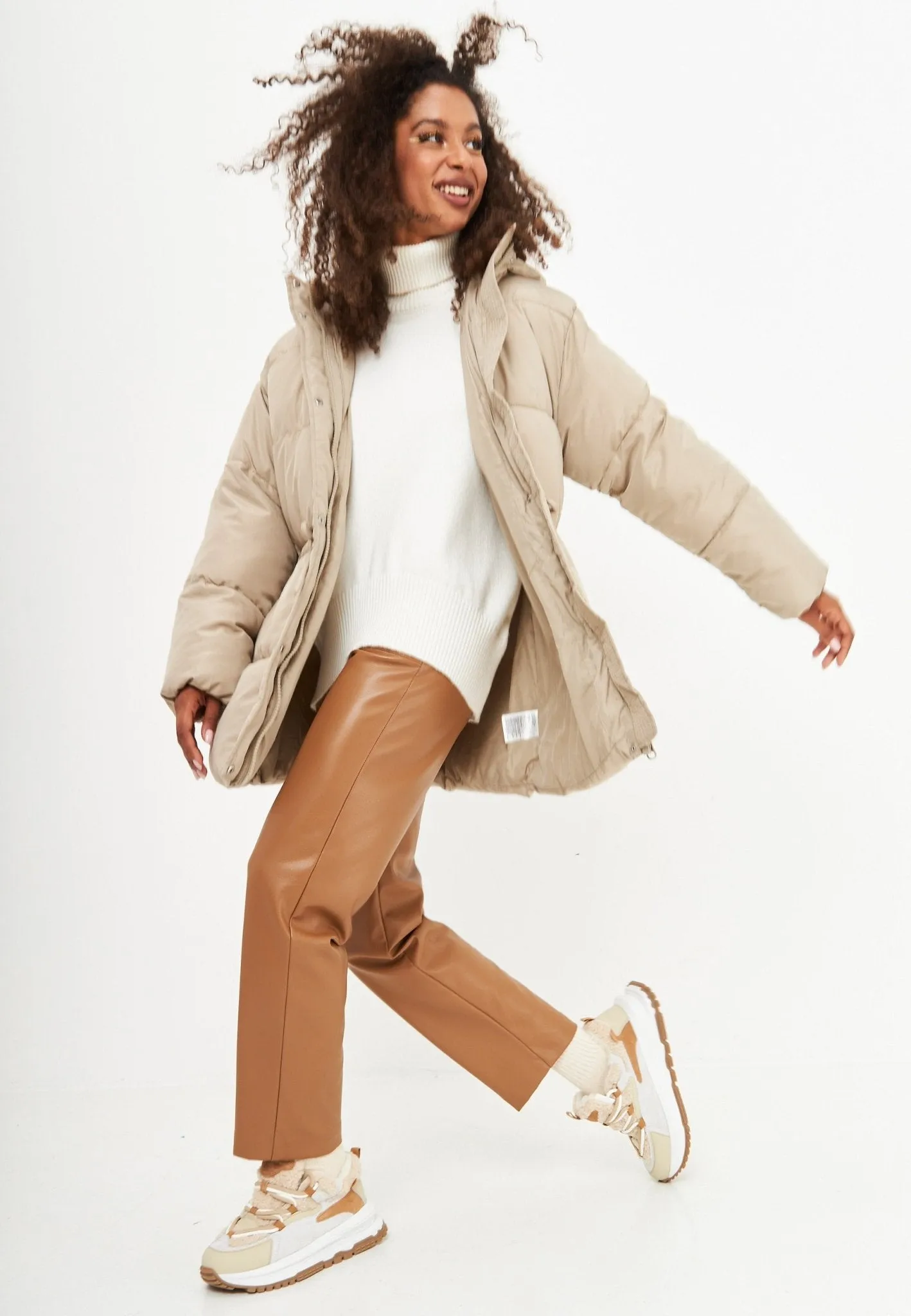 Platform Warm Sneakers - Beige