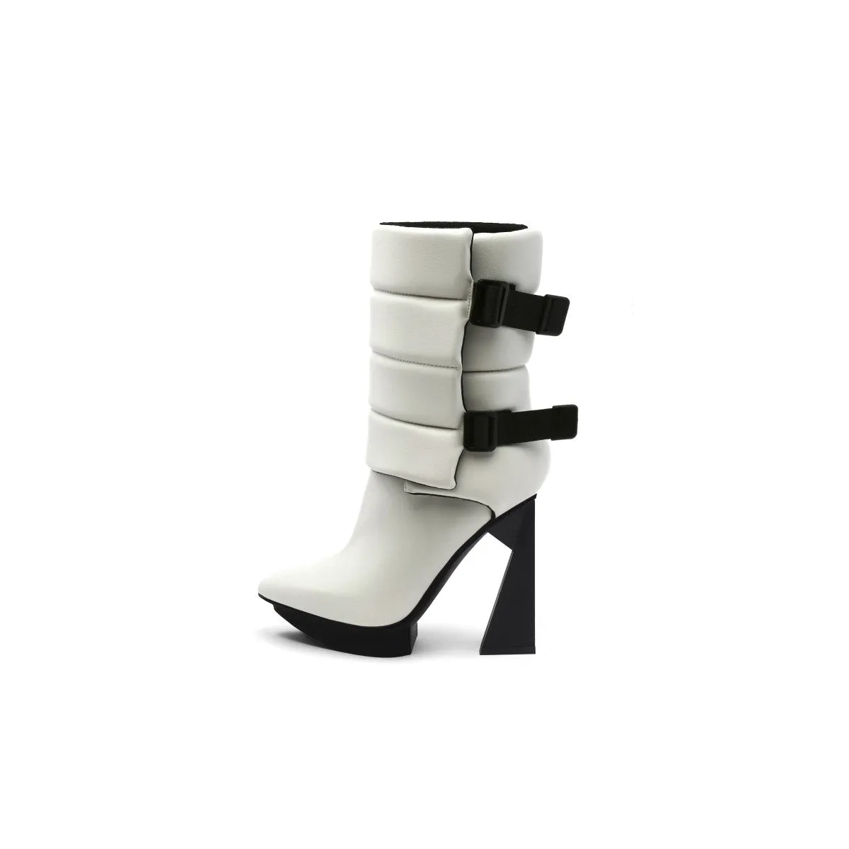 Puffy Leather Platform Boots