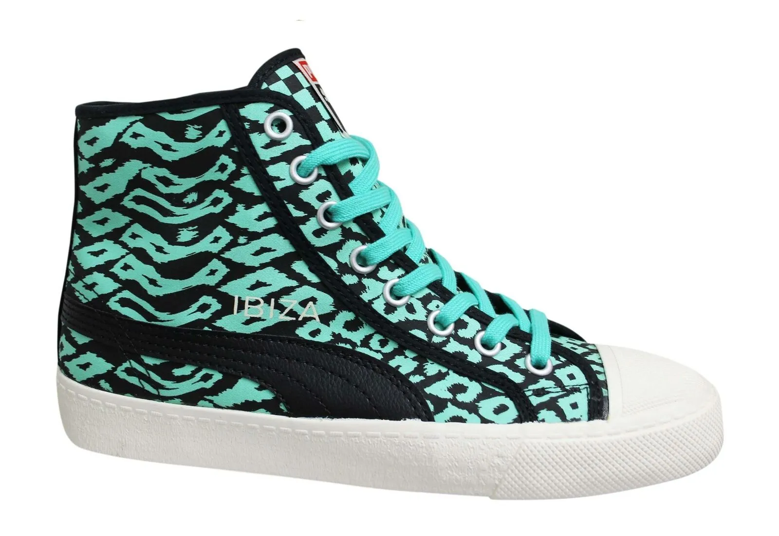 Puma Ibiza Mid Animal Leopard Print Green Lace Up Unisex Trainers 356252 02