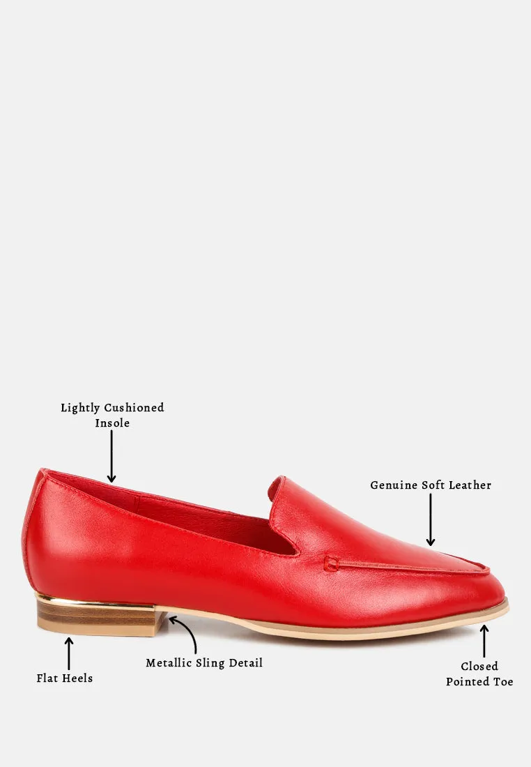 RICHELLI Metallic Sling Detail Loafers in Red