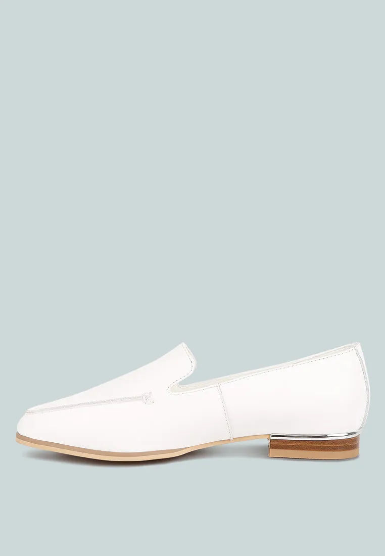 RICHELLI metallic sling detail loafers in White