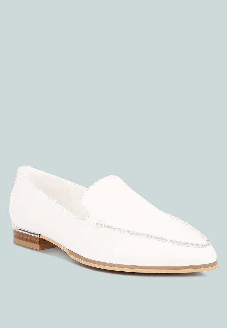 RICHELLI metallic sling detail loafers in White