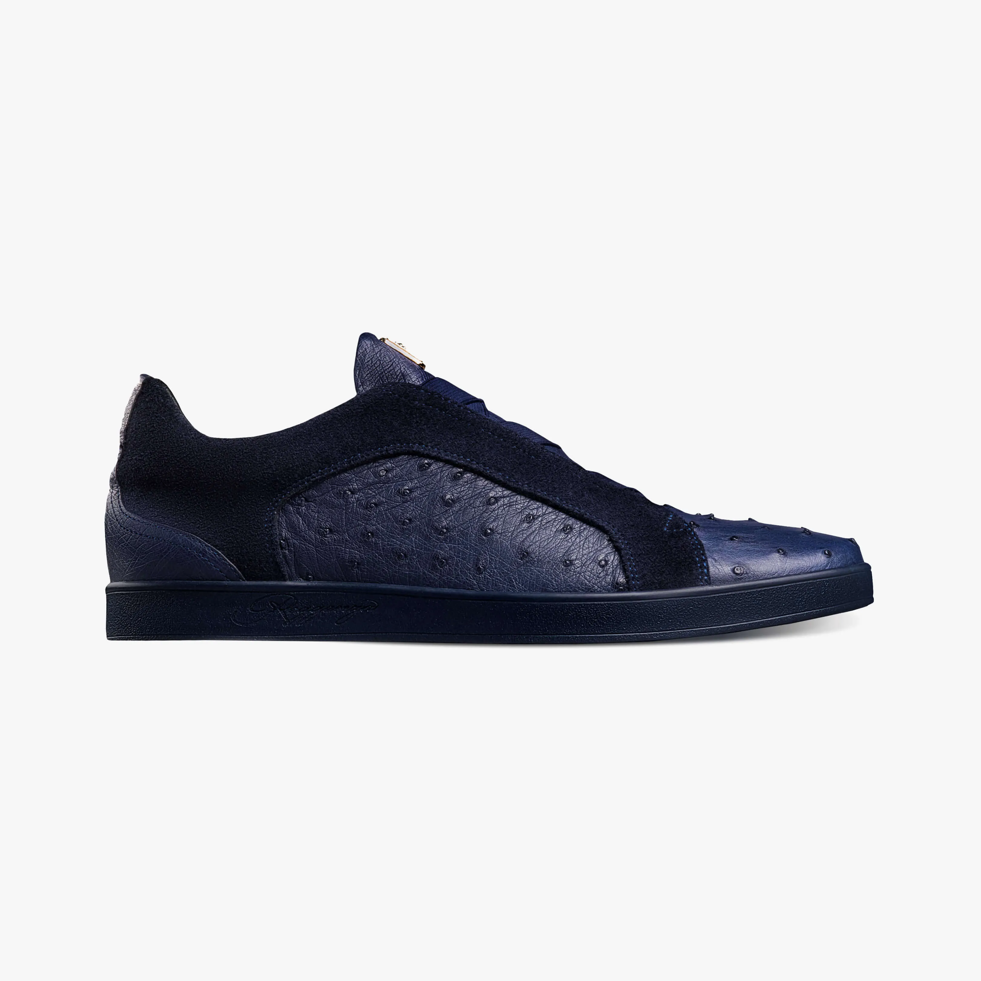 Suede & Ostrich Leather Plimsoll Sneakers