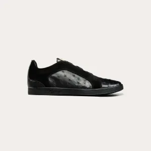 Suede & Ostrich Leather Plimsoll Sneakers