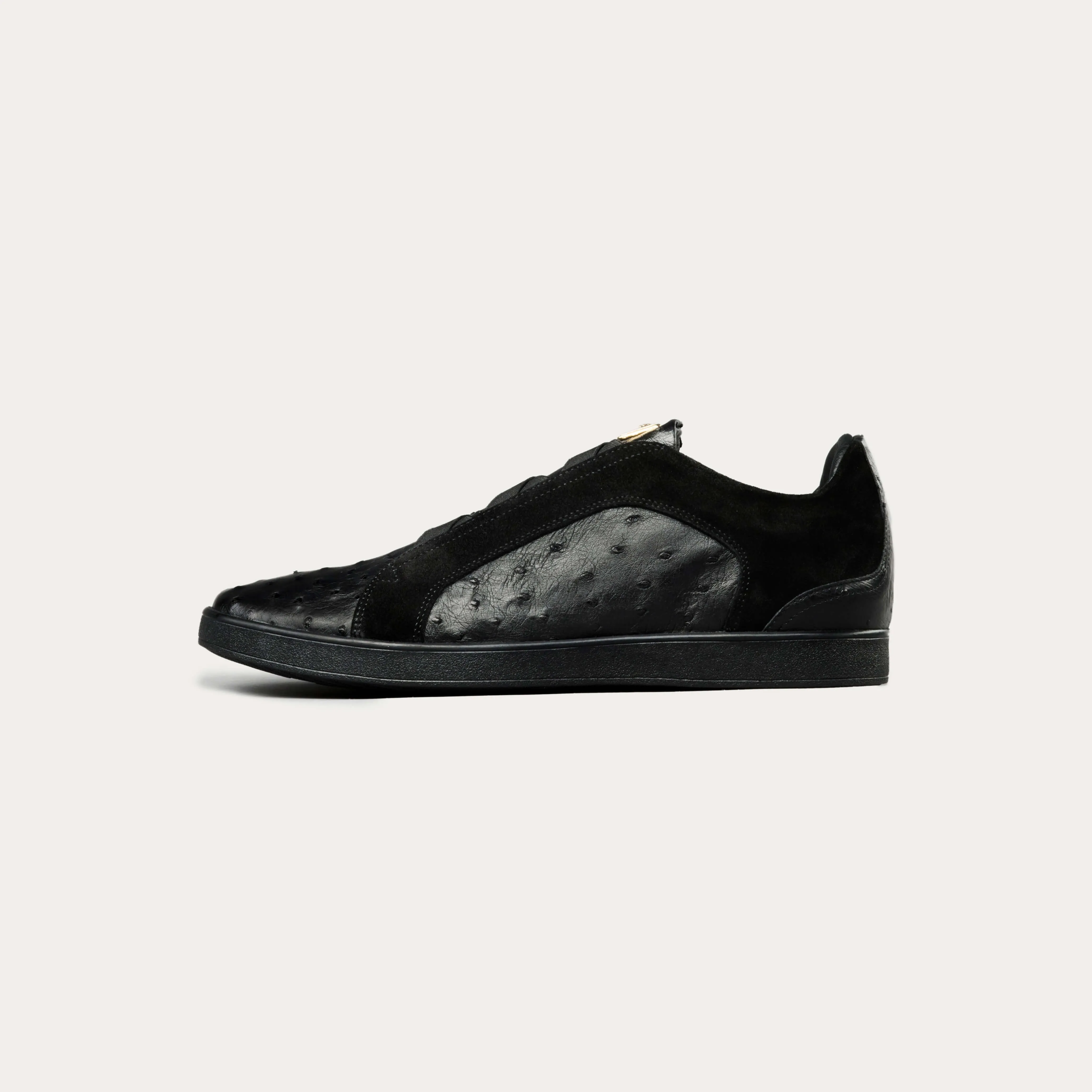 Suede & Ostrich Leather Plimsoll Sneakers