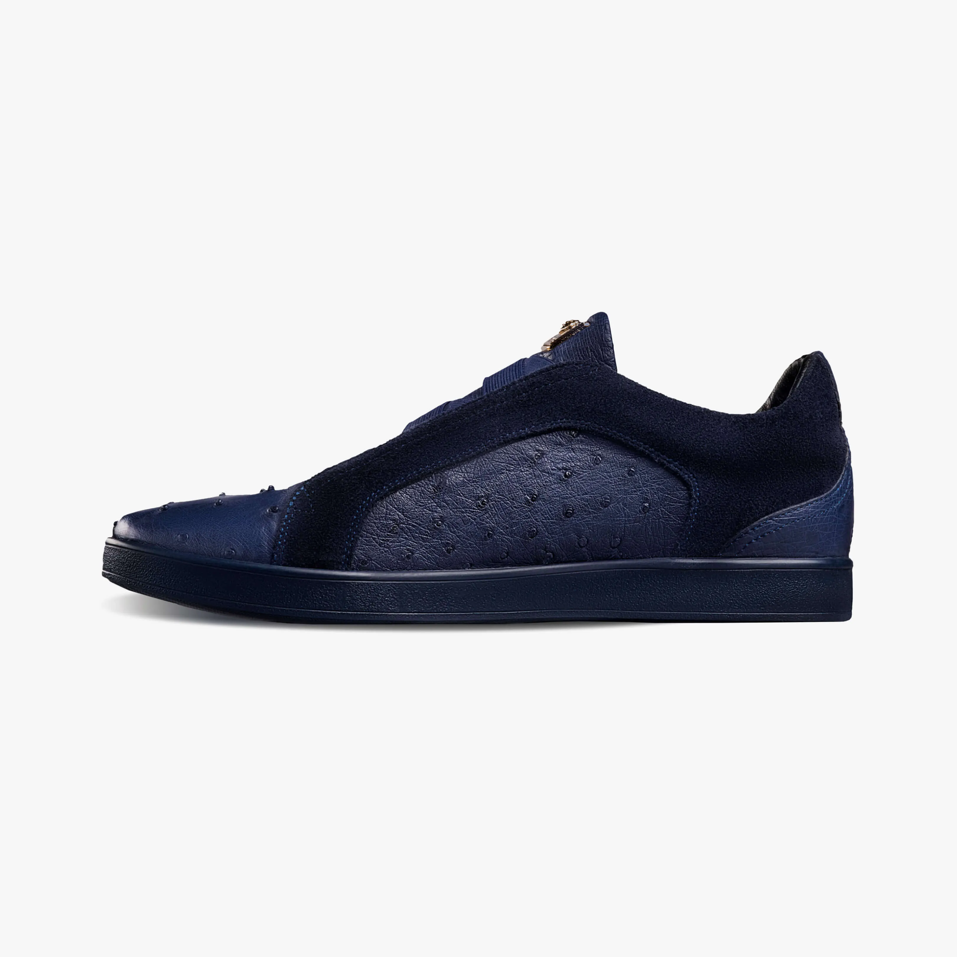 Suede & Ostrich Leather Plimsoll Sneakers