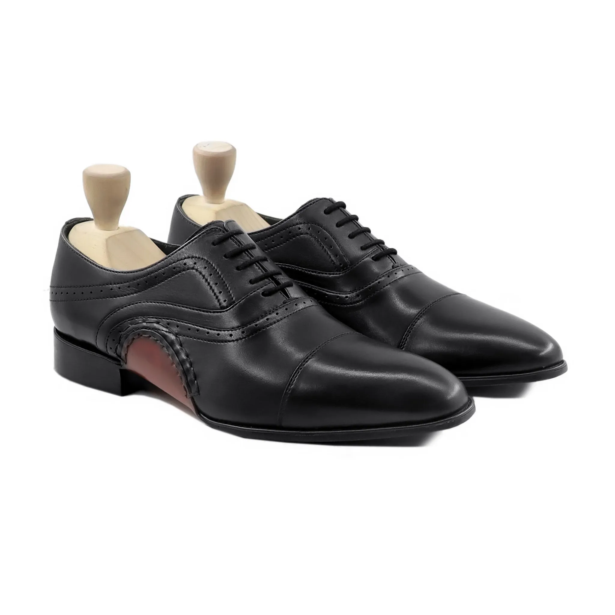 Svart - Men's Black Calf Leather Oxford Shoe