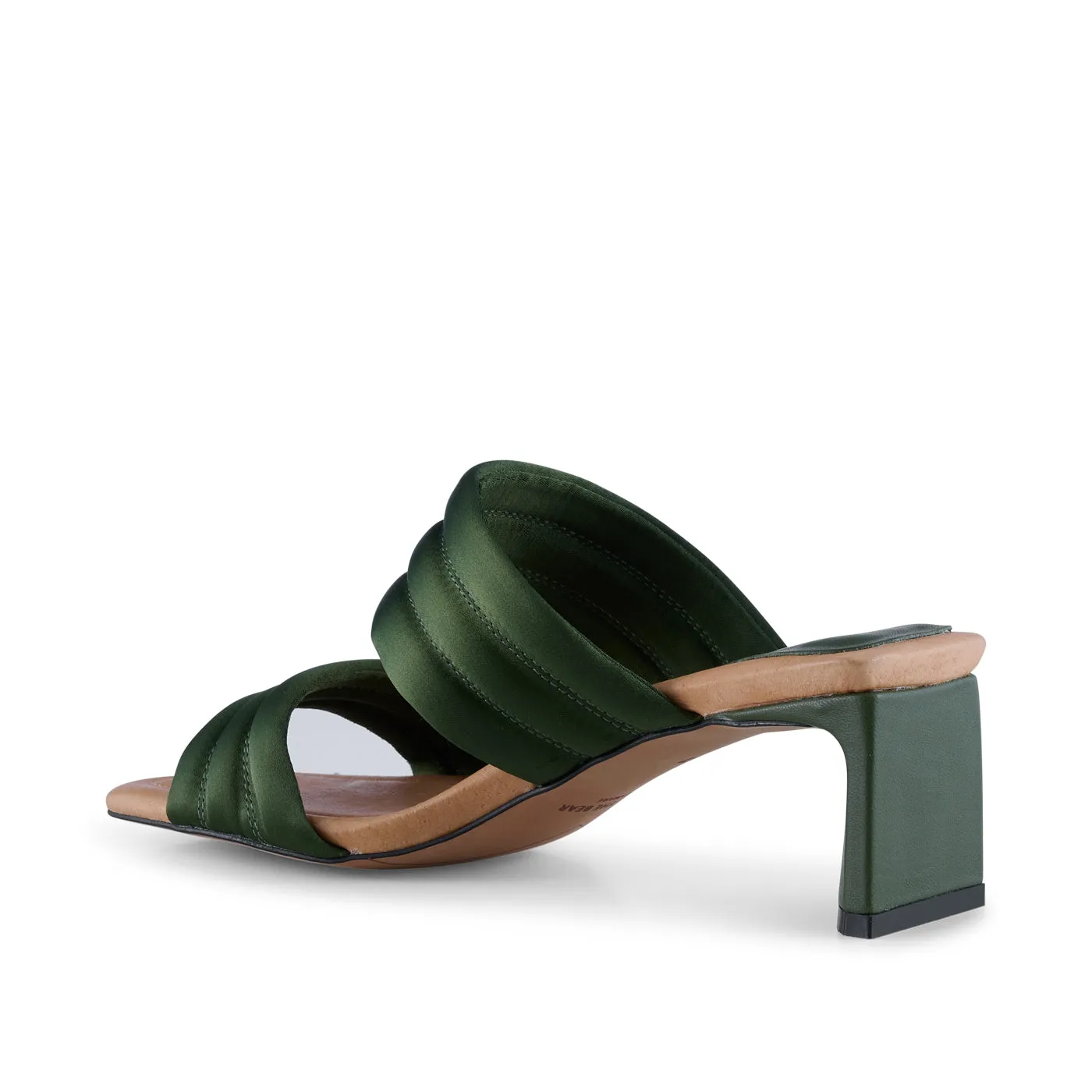 Sylvi heel textile - MOSS GREEN SATIN