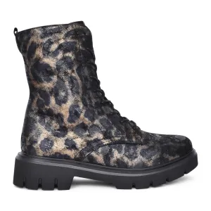 Tawny Black Leopard Print Ankle Boots